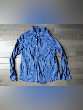 Men’s Lululemon All Town Blue Denim Long Sleeve Button Down Dress Shirt XXL